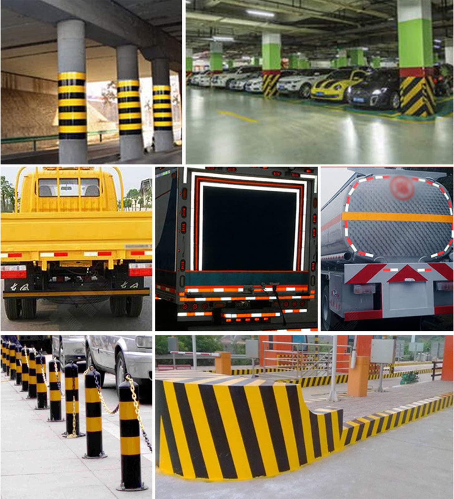 Adhesivos reflectantes, bandas de señal de segurid Cinta reflectante Cinta de marcado de seguridad Cinta de carretera, 4 pulgadas x 82 pies Cinta de seguridad reflectora impermeable Cinta de marcado f