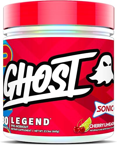 GHOST Legend - Polvo de preentrenamiento, Sonic Cherry Limeade - 30 porciones - Pre-entrenamiento para hombres y mujeres con colina, L-citrulina y