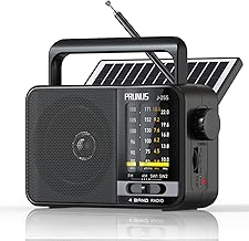 PRUNUS J-25S Portable AM FM SW Radio 1800mah Rechargeable Battery Solar Panel Charging Long Antenna DSP chip Good Reception Tuning Knob USB-C Charge with Handle