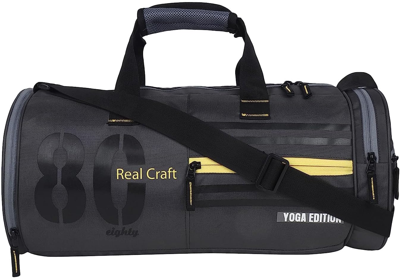 Polyester Duffle/Gym Bag with Separate Shoes Compartment Versatile 19" x 9.5" Sports Bag for Men & Women, Durable Material, Abundant Storage, Inspired by Crossfit Training (Black)