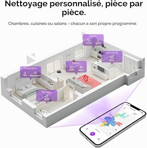 MONSGA MS1 Robot Vacuum Cleaner with Mop, 7000Pa Robotic Vacuum with Lidar Navigation, 180mins Runtime, 5 Editable Maps, APP/Remote/Voice Control, Ideal for Hard Floors and Carpets - 5