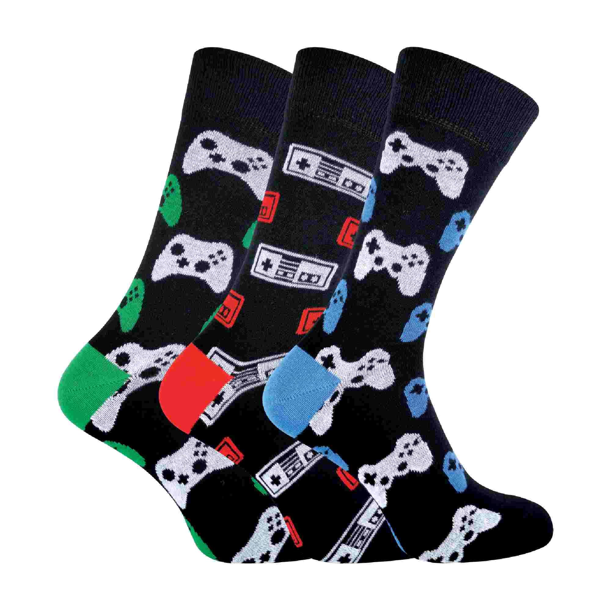 Sock Snob Mens Retro Gaming Funky Novelty Video Game Socks 6-11 | 3 Pairs (as8, numeric, numeric_6, numeric_11, regular, regular, Gaming Controllers)