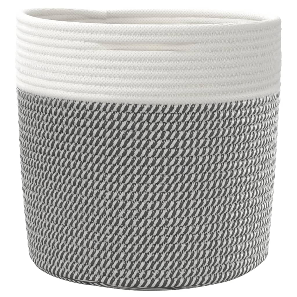 Aufbewahrungskörbe 2 Stk. Grau und Weiß Ø28x28 cm Baumwolle, Stoffkorb, Deko, Organizer, Ordnung für Wohnzimmer, Schlafzimmer, Bad, Regal, Schrank, Spielzeug, Wäsche