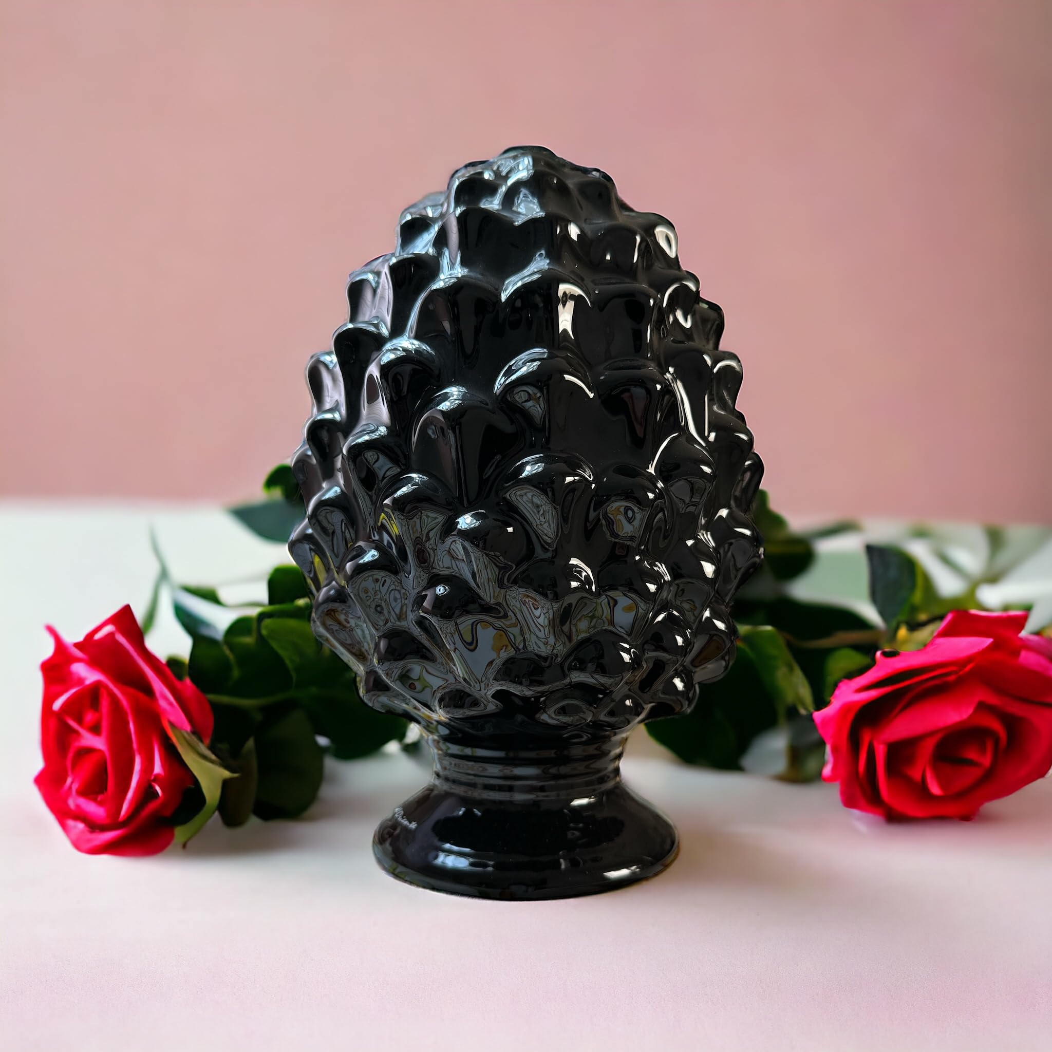 GMM Statue Artistiche in Ceramica, Sculture Ornamentali, Decorative, Design Siciliano, Decorazione Portafortuna (16x25, Nero)