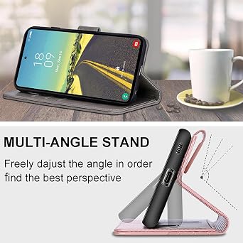 Designed for Samsung Galaxy S9 Case Wallet,Women Flip Folio Cover with Embossed PU Leather Stand Credit Card Holders Slots Wrist Strap Phone Case for Samsung S9 5.8 Inch (Rose Gold)