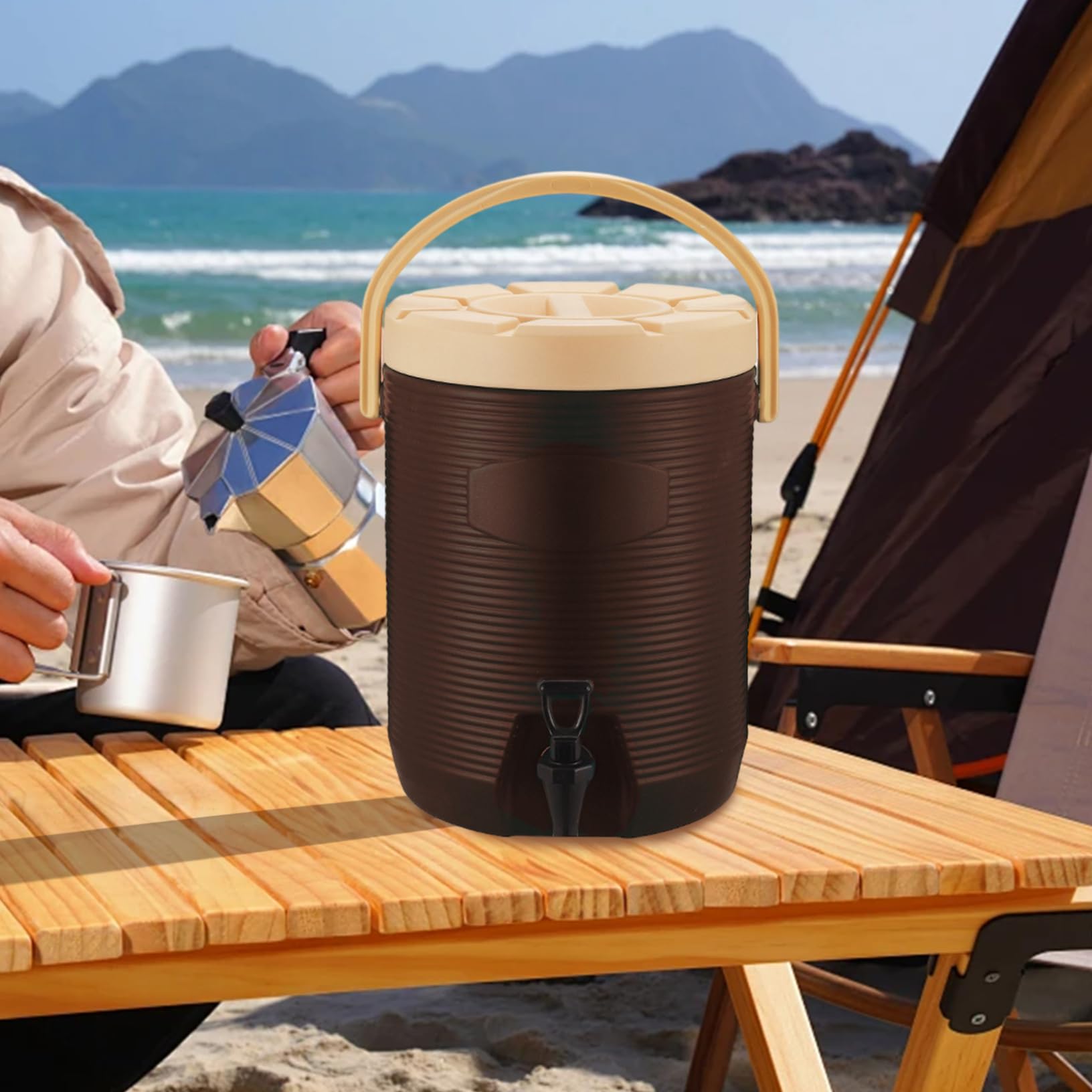 Dispensador de bebidas aislado con grifo Dispensador de bebidas frías y calientes de 2 galones con interior de acero inoxidable Jarra de agua aislada portátil para café, té, chocolate, leche y bebida