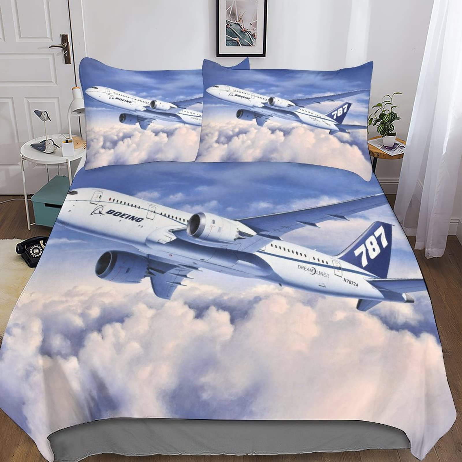 Housse de couette aéronefs en microfibre 3D souple avec fermeture éclair