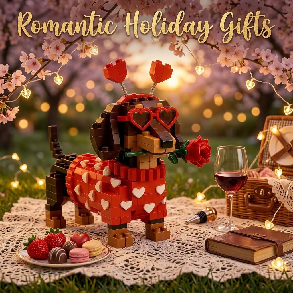 Genérico 2026 Valentine's Day Exclusive Dachshund Brick Set,Cute Dachshund Dog Building Toy Set,3D Building Block, Valentine Building Kit Gift for Dog Lovers