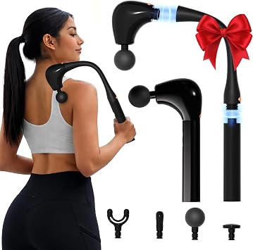 Massage Gun Deep Tissue with Extension Handle Professional Percussion 2-in-1 Detachable Back Massager for Pain Relief,Muscle Relief Massager for Shoulder Back Thigh Waist&Neck Upgraded