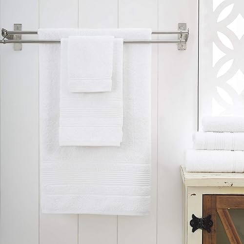 Miniatura 4 de Qute Home Juego de toallas de baño de 6 piezas, 100% algodón turco de alta calidad, toallas turcas suaves y absorbentes, el juego incluye 2 toallas