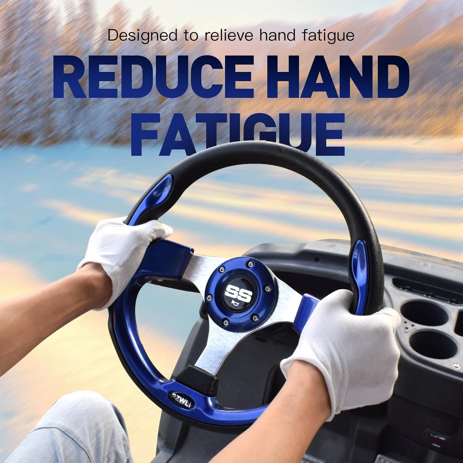 Universal Golf Cart Steering Wheel, Steering Wheel Hub Adapter (Sold Separately) with Assembly Screws and Wrenches, Fit Club Car Precedent EZGO Yamaha Most Golf Carts