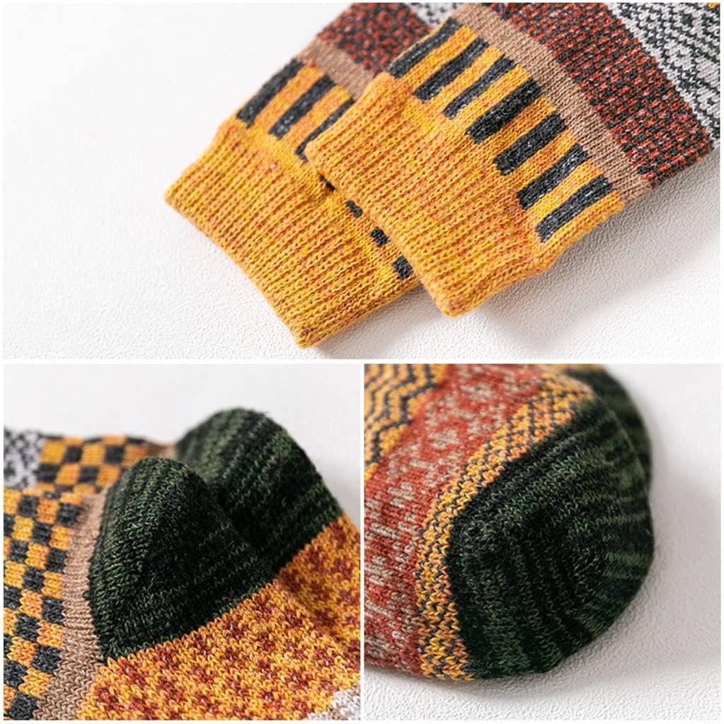 Business Men Wool Socks Thicken Men's Warm Retro National Small Square For Snow boots 5 Pairs/Lot