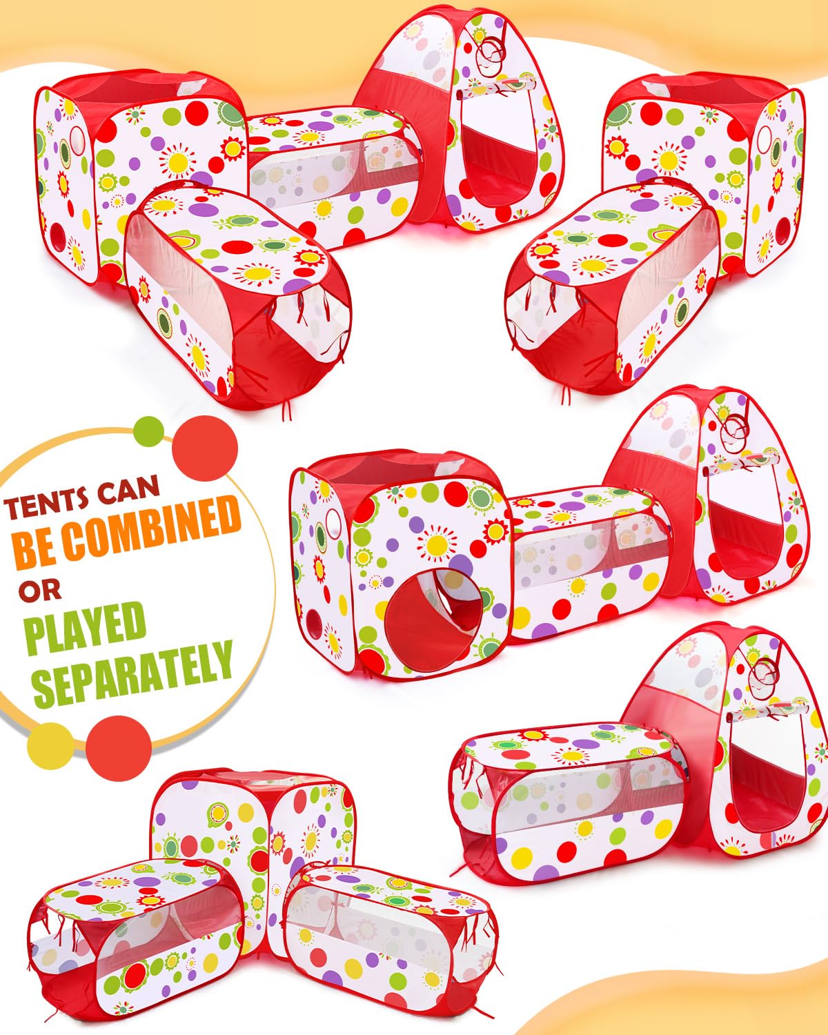 MAIKEHIGH Tunnel Gioco per Bambini, 4 en 1 Pop Up Tenda con Pieghevole Piscina Palline Interno Esterno Giardino Gioco Ragazzi Ragazze Compleanno Regalo | Pieghevole Piscina Palline Interno Esterno Giardino Gioco Ragazzi Ragazze Compleanno Regalo