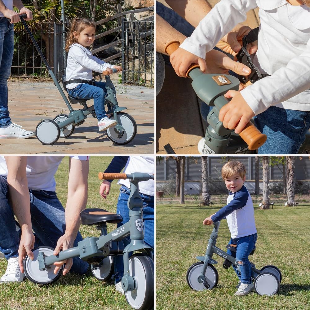 Tricycle évolutif 5 En 1 Interbaby – De 1 à 5 Ans, Se Transforme En Vélo Sans Outils, Avec Harnais Et Poignée Réglable