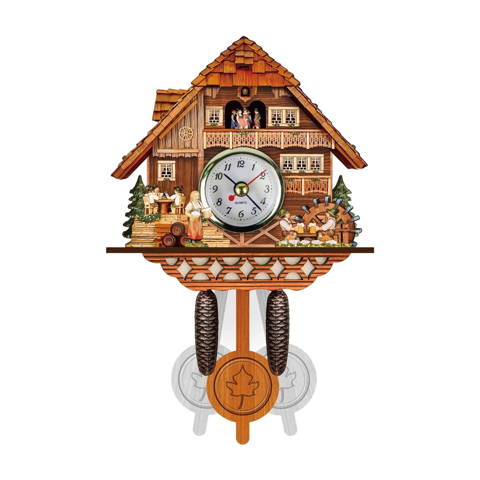 Gsclz K 14Inch Cuckoo Cloc Wooden Blac Forest Chalet Wall Bird Alarm Decorations For Wall Art Home Office Decoration(K)