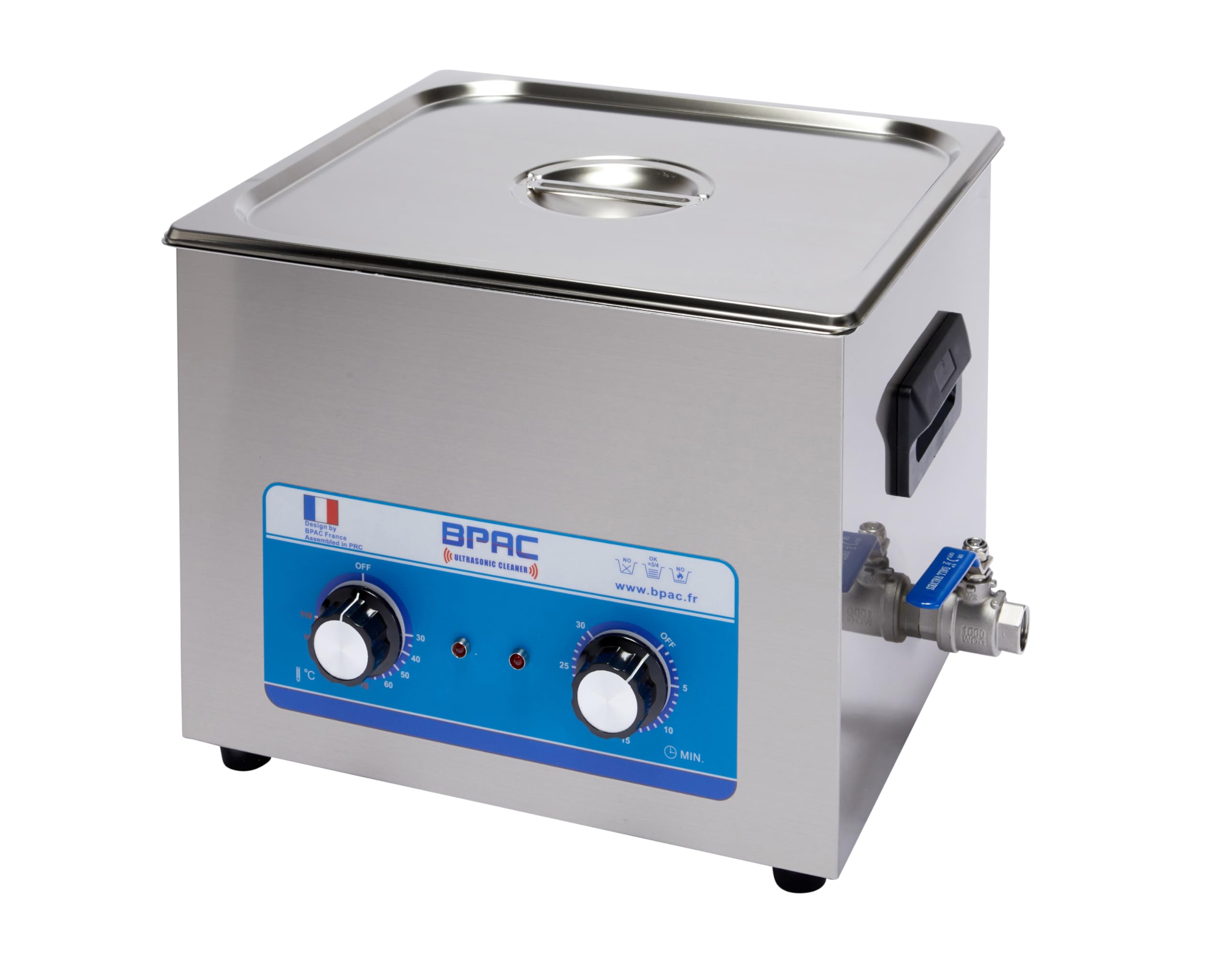 BPAC Nettoyeur Ultrasons avec Cuve 15 Litres - Ultrasonic Cleaner Analogique - Bac Ultrason Puissance 360 W - Appareil Pour Professionnels de la Mécanique et la Peinture - Marque Française
