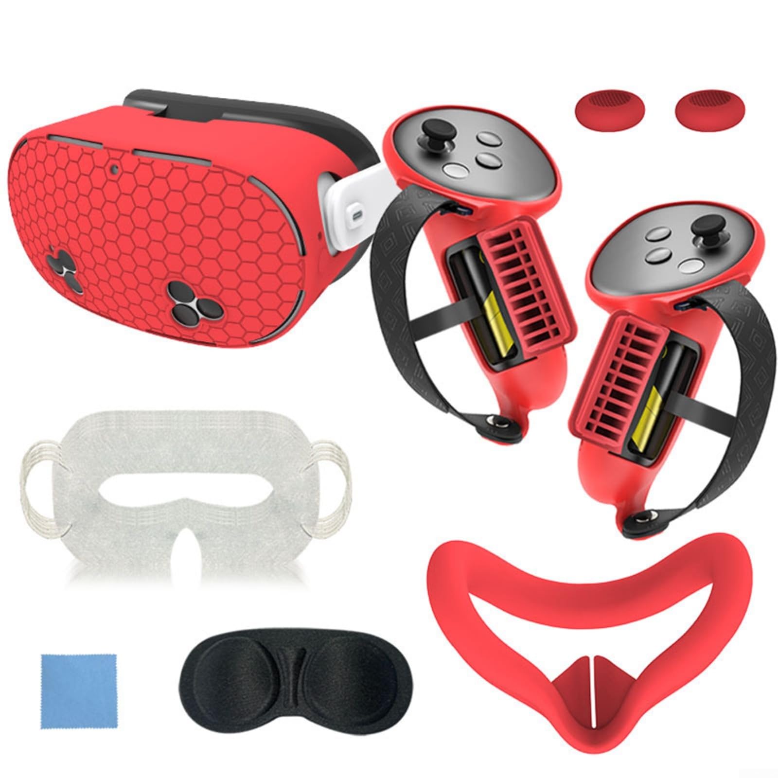 Set di coperture protettive in silicone per cuffie Meta per 3S VR, kit da 7 pezzi con nasello anti-perdite e protezione per lenti (nero)