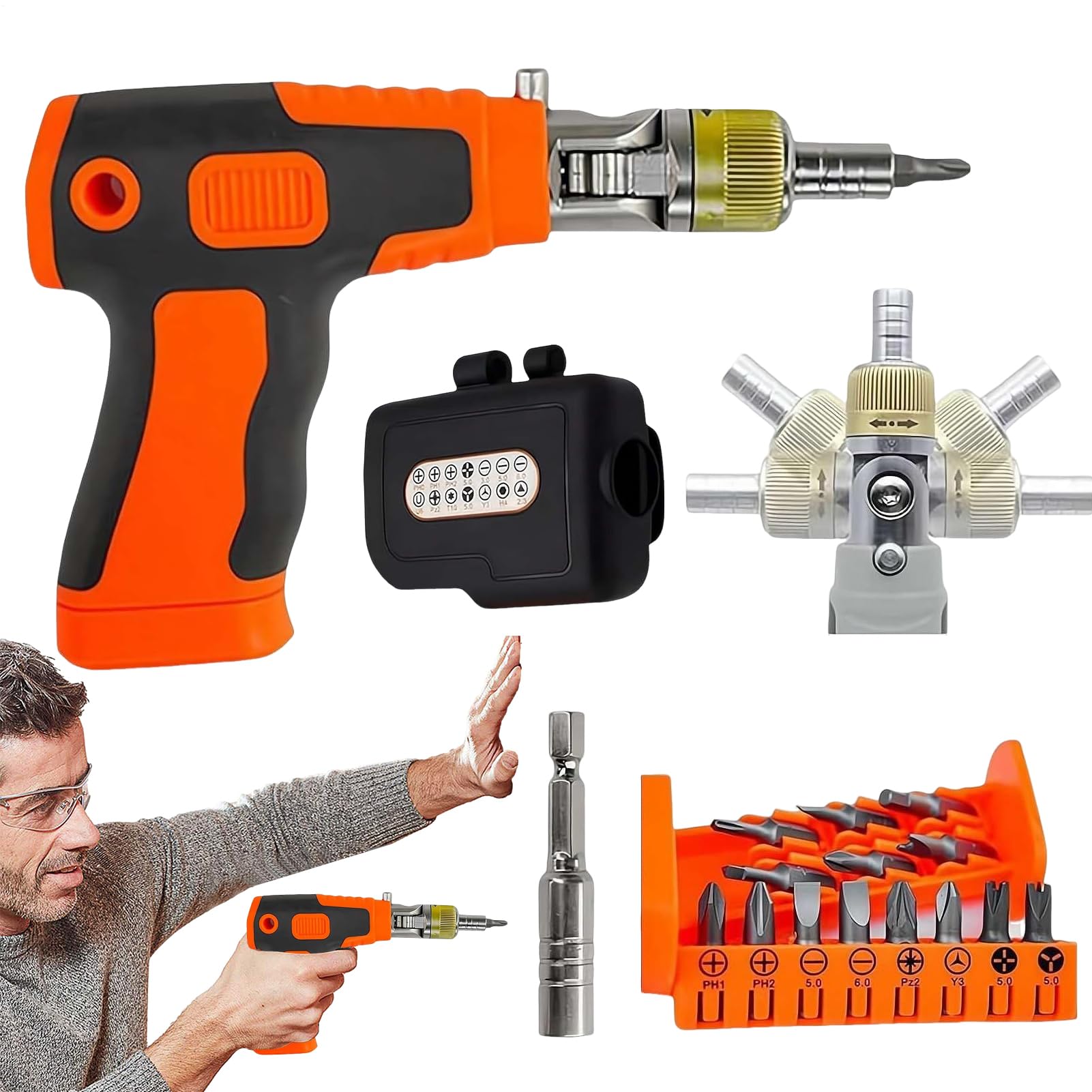 Tournevis à cliquet 16 en 1 multi angles avec 14 embouts pour mécanique