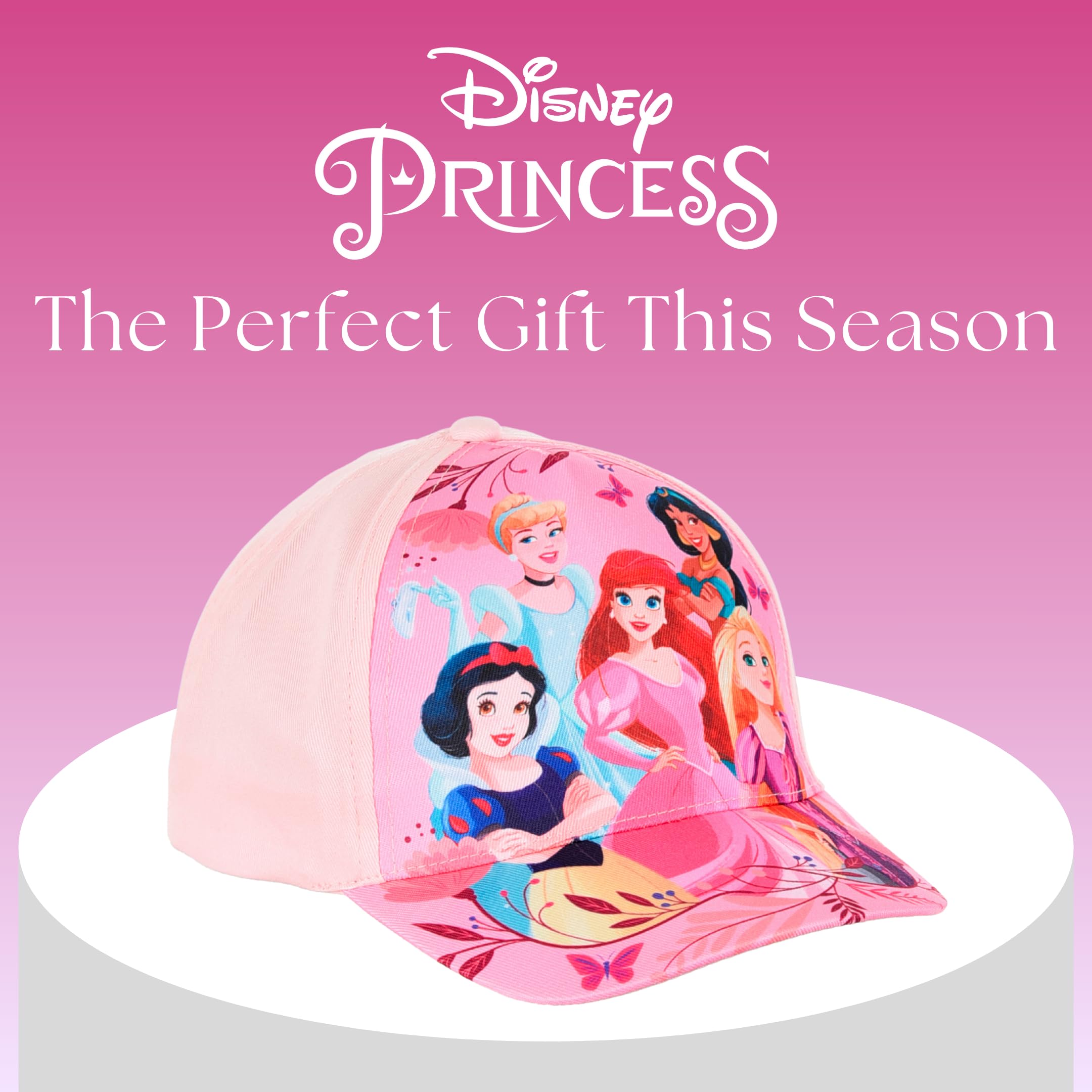 Disney Princesas Gorro para Niñas, Gorra de Beisbol de Verano Diseño Ariel Rapunzel Blancanieves Jasmin y Cenicienta, Regalo para Niñas