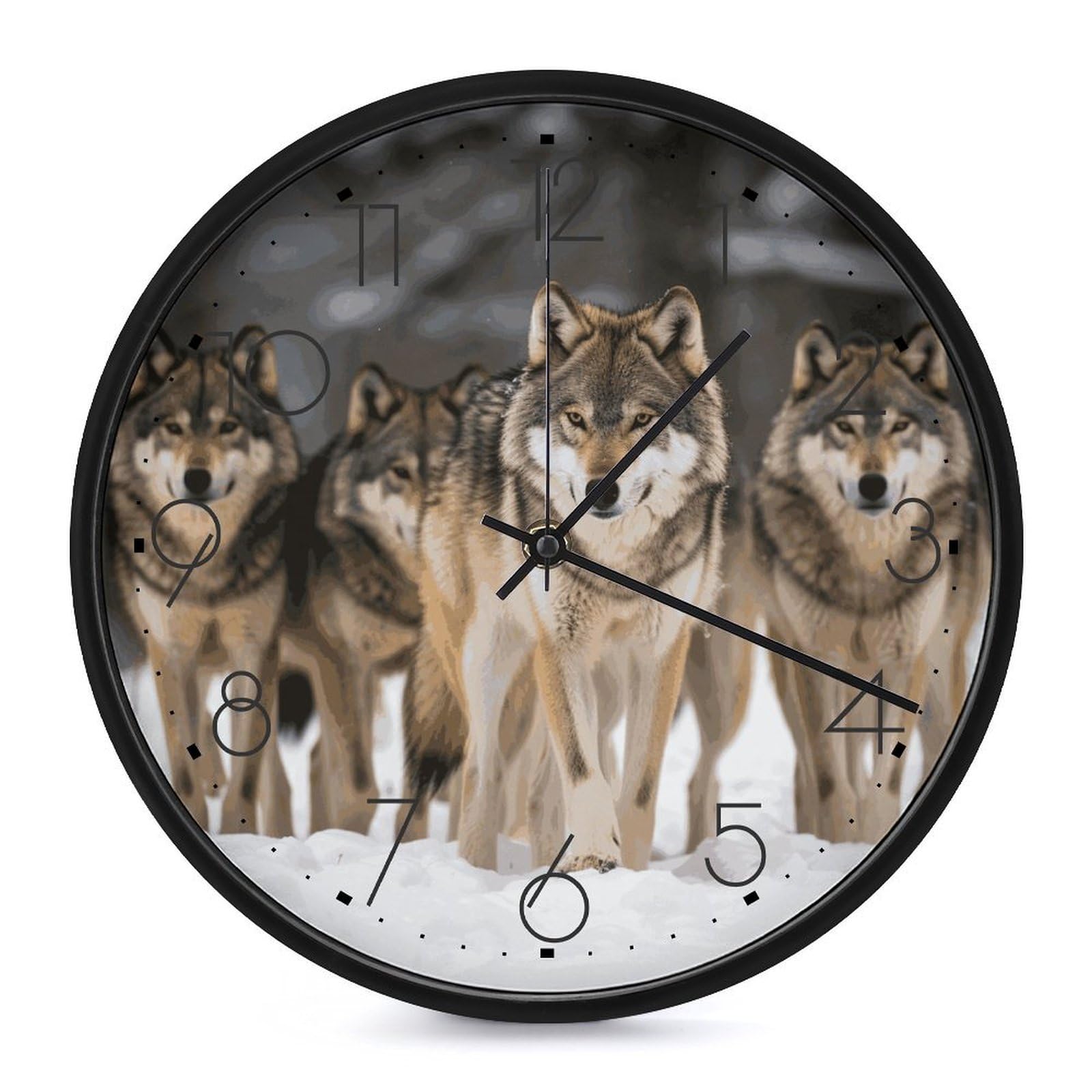 DWVTSLH Pack of Wolves Wall Clock 10 Inch Silent Non-Ticking Modern Clocks Battery Operated - Decorative Wall Clocks for Bedroom Living Room Kitchen Office Wall Decor Gift Idea