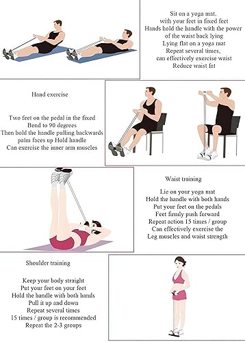 Miniatura 3 de 21 bandas de resistencia para fitness, 4 tubos de pedal de tobillo, bandas elásticas para ejercicio, equipo de ejercicio, equipo de entrenamiento