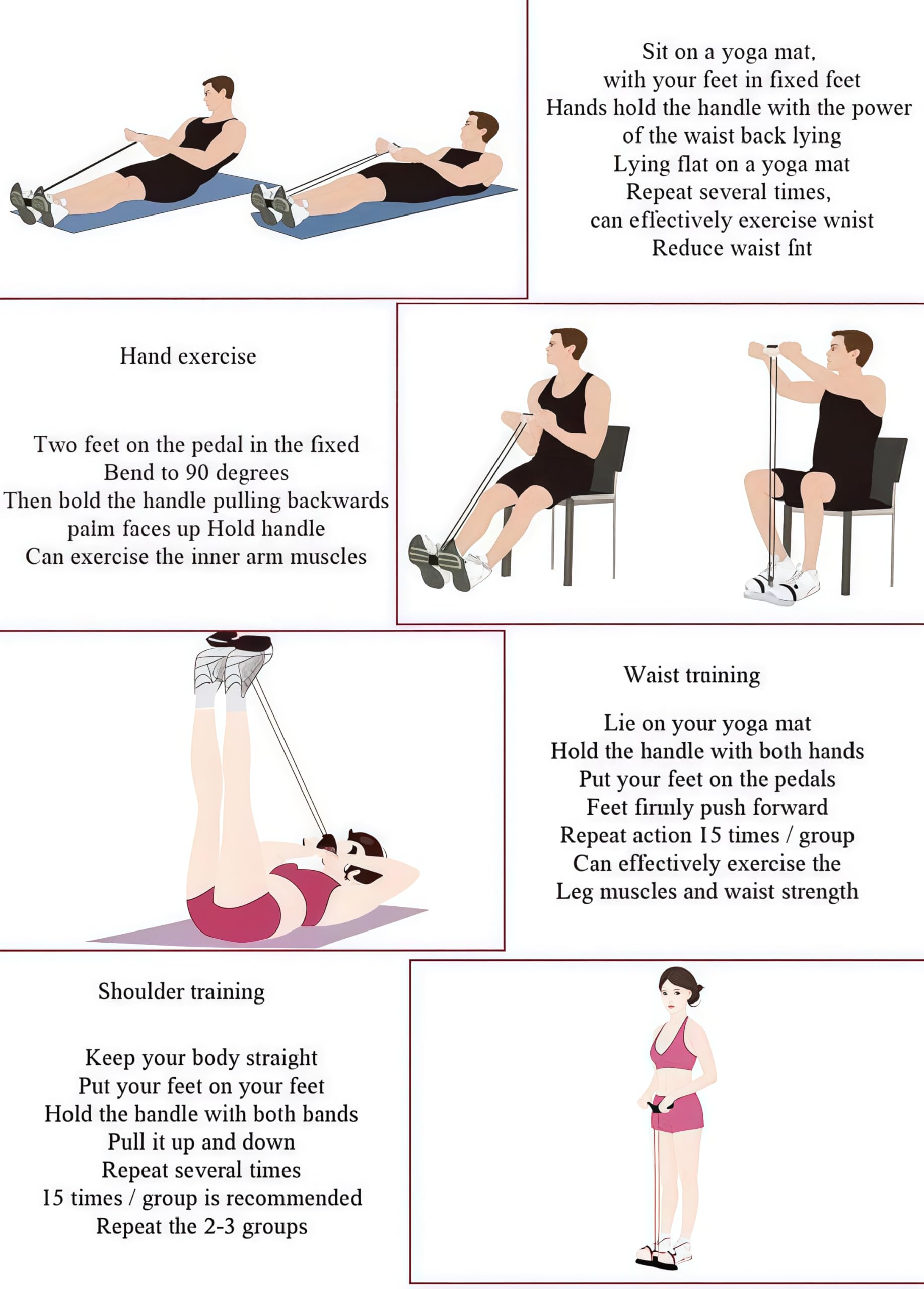 2025 Fasce di resistenza fitness, 4 tubi, estrattore per caviglie, fasce elastiche per esercizi, attrezzature per esercizi sit-up, attrezzature per allenamento per uomo e donna, viola