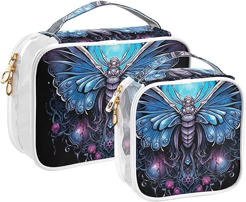 Miniatura 2 de Y2k Gothic Butterfly Clear Toiletry Bag for Traveling,2 Pack Makeup Cosmetic Bag with Zipper,Travel Bag for Toiletries,Travel Essentials 21215342