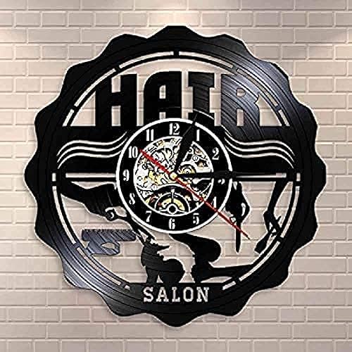 Reloj de pared con diseño vintage para peluquería peluquería peluquería decoración de pared reloj silencioso diámetro de 118in S cambiable para pared
