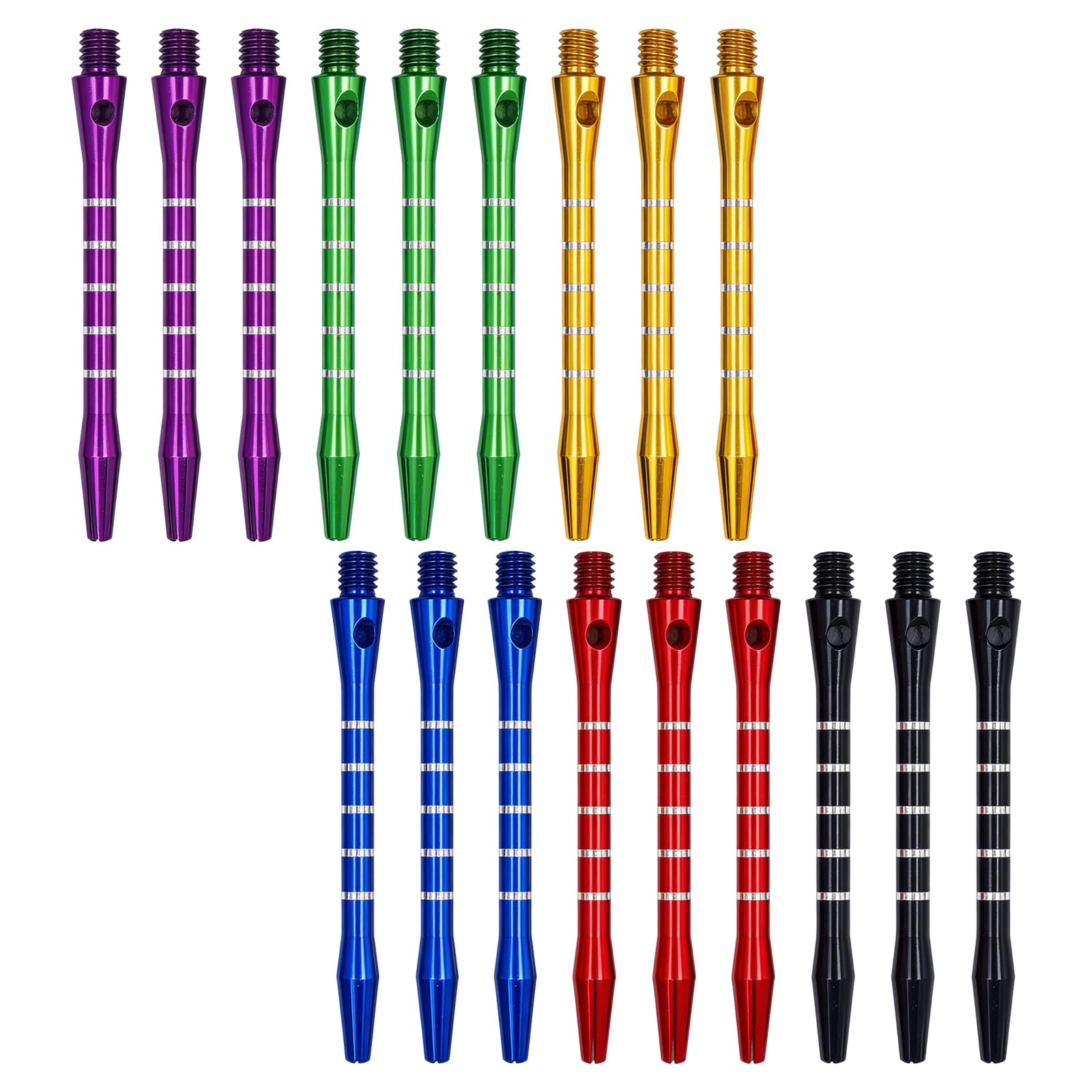 ZALAOR 18 Pcs 53 mm Aluminium Dart Stems - Medium 2BA Threaded Metal Dart Shafts - Replacement Dart Accessories for Steel Tip and Soft Tip Darts - Assorted Colours Professional Throwing Fittings