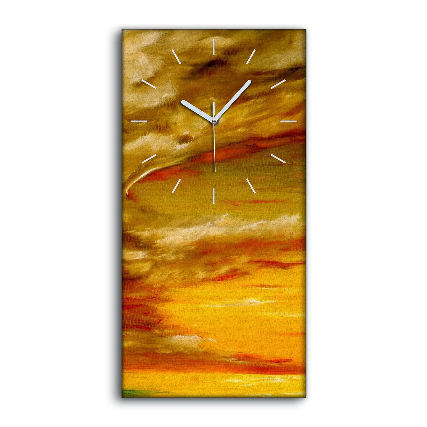 Horloge sur Toile 30x60cm Décoration Art Moderne Rose et Blanc