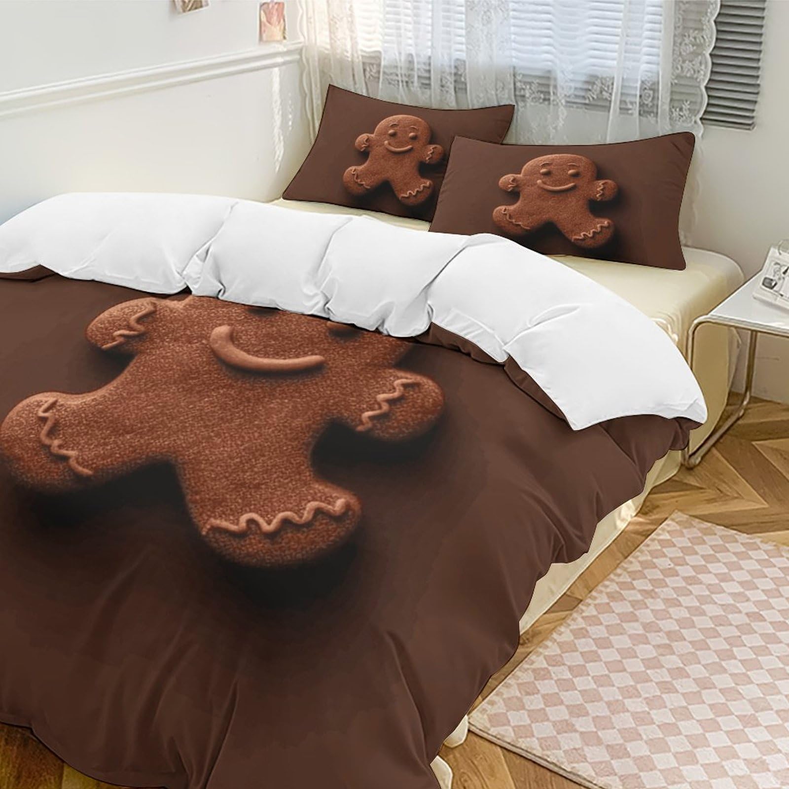 Housse de couette pain d'épice 178x218 cm avec 2 taies d'oreiller