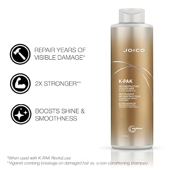 Joico K-PAK Daily Reconstructing Shampoo & Conditioner Set | For Damaged Hair | Repair Damage & Prevent Breakage | Double Hair Strength | Boost Shine | With Keratin & Guajava Fruit Extract