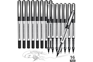 Premium Rollerball Pens - 16 pack Fine Point 0.5mm Black Ink Gel...