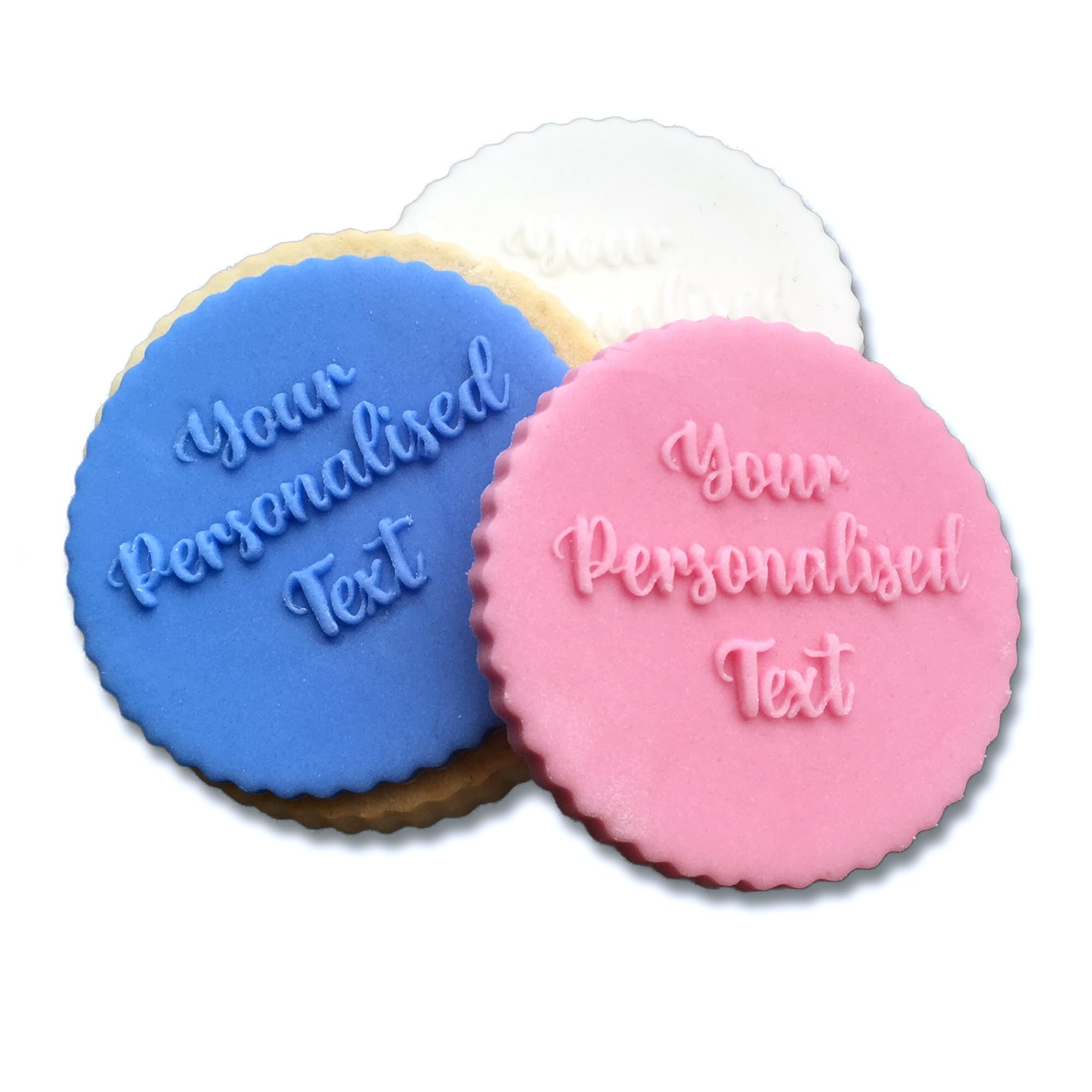 Personalised Your Text Here Icing Stamp Embosser Birthday Baby Shower Hen Party Stamp Fondant for Biscuits, Cookies, Cupcake Topper Decorations (60mm)