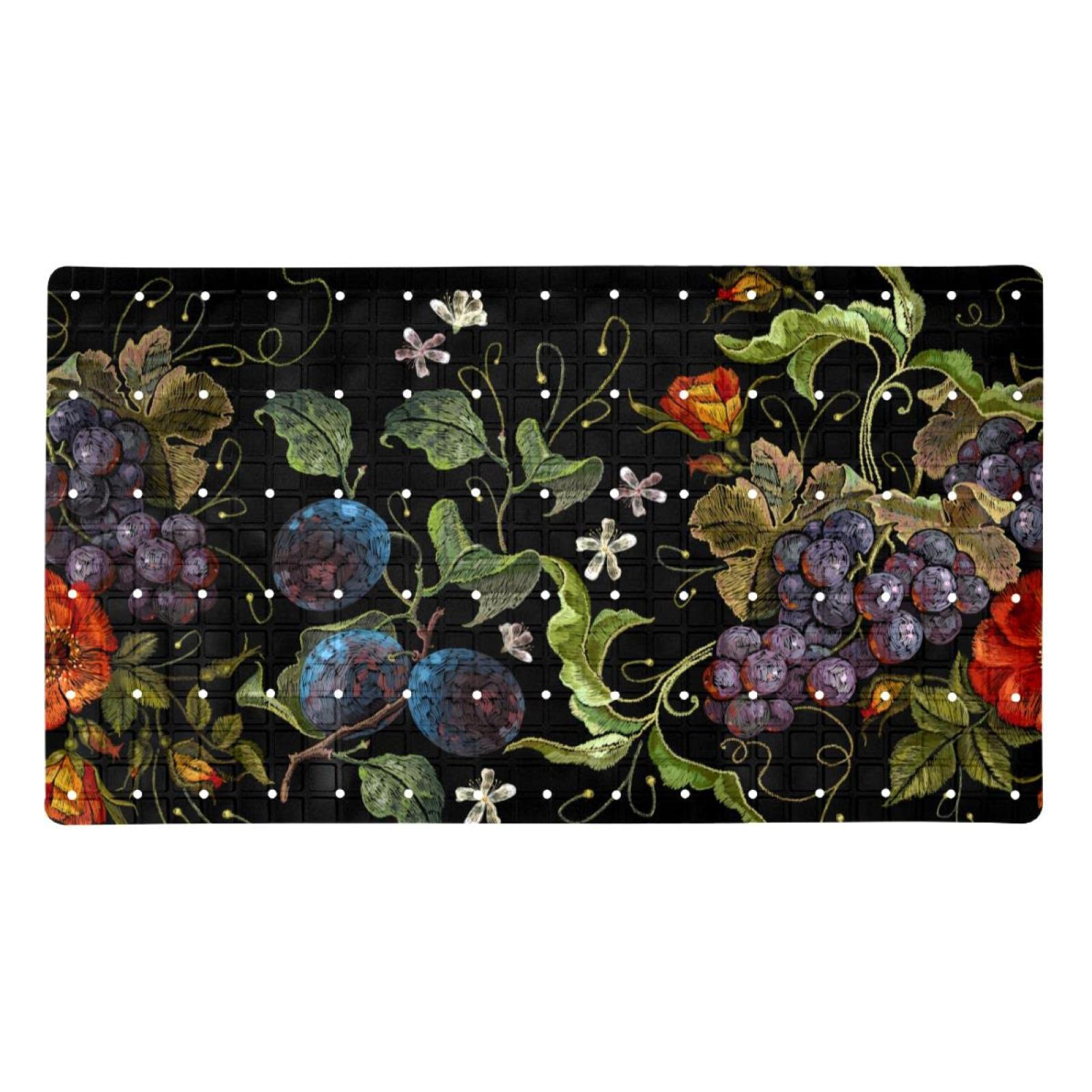 Tapis de douche antidérapant motif raisin pour une baignoire familiale et moderne