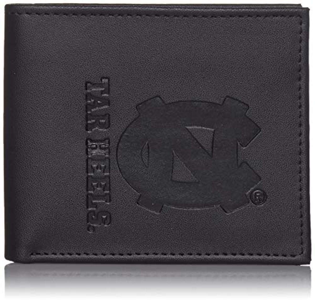 Team Sports America NCAA North Carolina Tarheels Black Wallet | Bi-Fold | Officially Licensed Stamped Logo | Made of Leather | Money and Card Organizer | Gift Box Included