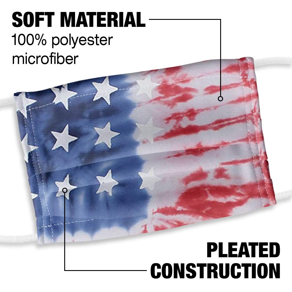 Kids American Flag Tie Dye 1-Ply Reusable Face Mask Covering with Adjustable Nose Wire