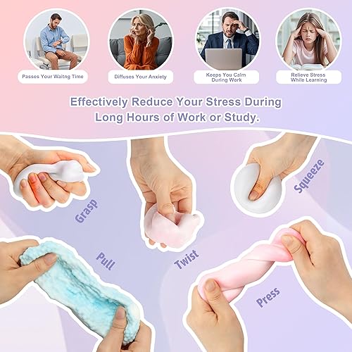 Miniatura 4 de ZIFTY Paquete de 3 bolas de estrés para adultos Smoothie Squishy Balls en 3 materiales para aliviar el estrés sensorial, alivio del estrés, juguetes