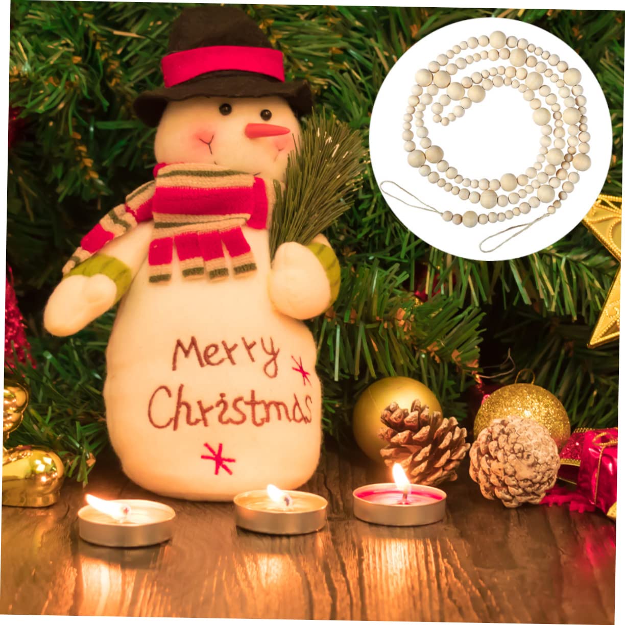 PRETYZOOM 4 Pezzi Di Decorazioni Natalizie Con Perline in Legno Decorazioni Per Lalbero Di Natale Ciondoli Con Perline in Stile Natalizio Ghirlande Natalizie Per La Casa