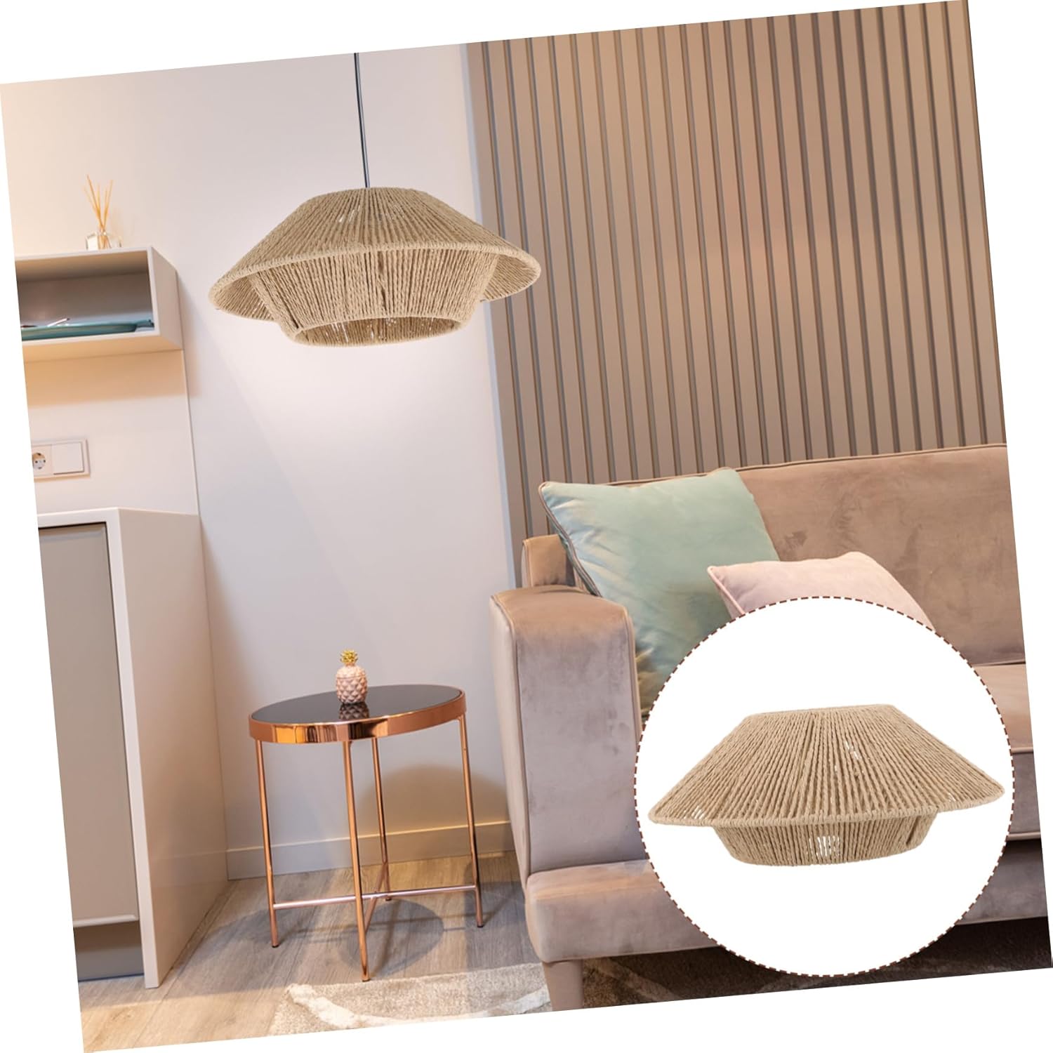 jojofuny Vintage Rattan Ceiling Light Lampshade Base Simple Design for Home Decoration Suitable for Chandelier Wall Lamps Warm Diffused Lighting Easy to Install