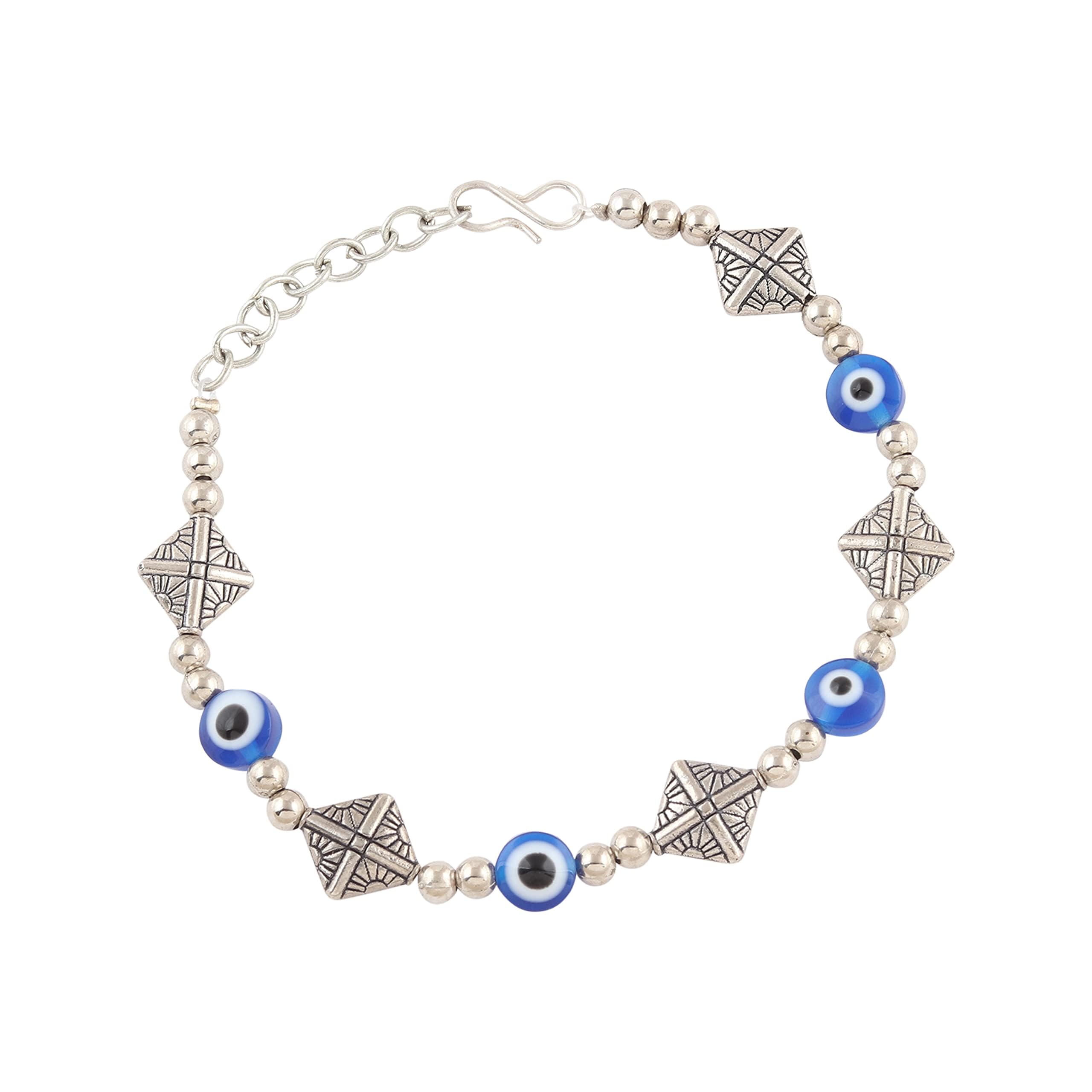 Linensutra® Handmade silver Metal blue evil eye chain anklet for Womens/Girls | Nazariya |Payal | Nazar Battu |free size | Pack of 1 (SIL001) (B0C337VPKY) Amazon Price History, Amazon Price Tracker