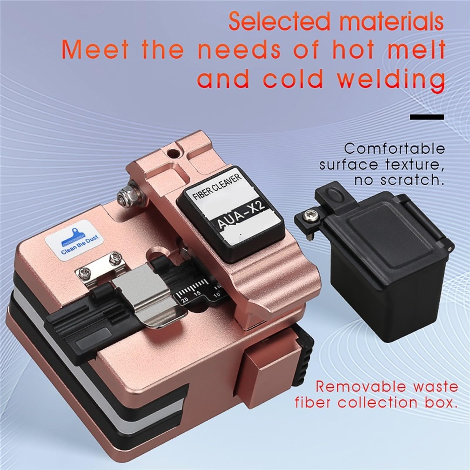 Couperet de fibres, Coupe-fibre de haute précision AUA-X2 avec boîte à déchets fibres, outils coupe câble thermofusible connexion froid fibre optique FTTH(AUA-X2(Black))