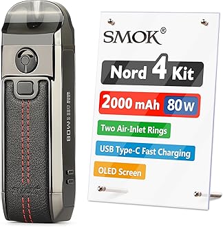 SMOK Nord 4, E Cigarette Vape Starter Kit, 80W 2000mAh, 2ml Airflow Control Vaping, OLED Display, Type-C Fast Charging, Using RPM and RPM 2 Coils, No Nicotine, Black