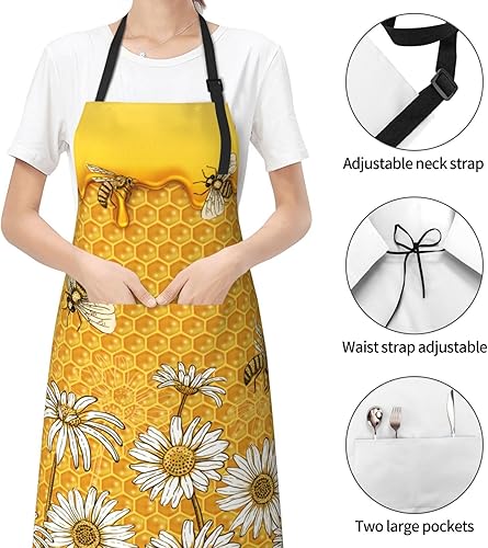 Miniatura 7 de Divertido delantal ajustable para barbacoa para mujeres y hombres, regalos de cumpleaños, parrilla, cocinero, babero, 2 bolsillos