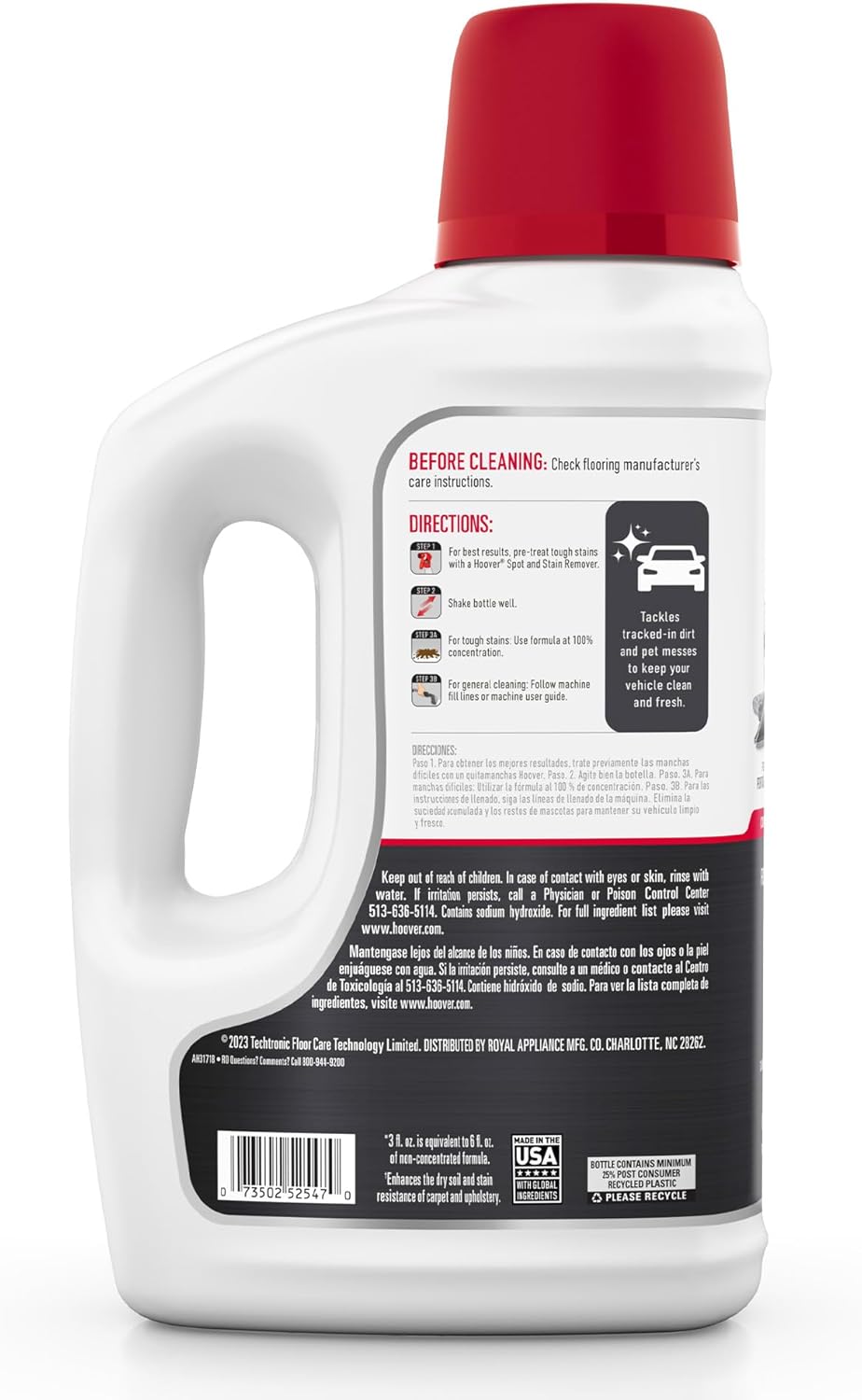 Hoover Auto Portable Spot Cleaner Solution, 64 oz., Fresh Car Scent, Car Interior Upholstery Cleaner and Protectant, Tackles Tough Stains and Pet Messes, Designed for Hoover CleanSlate Spot Cleaners