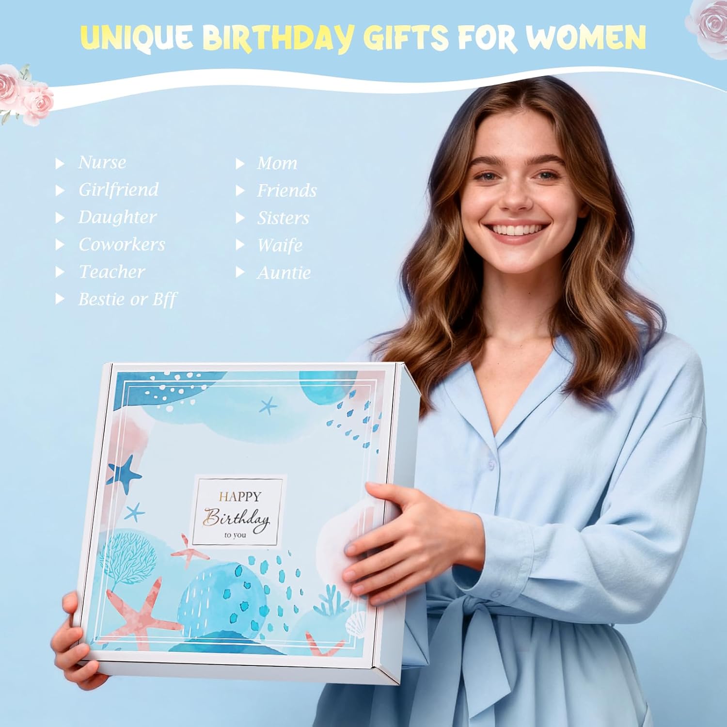 Birthday Gifts for Women, 13PCS Unique Happy Birthday Gifts Basket for Mom Her Best Friend Sister Wife Girlfriend Coworker Bestie, Luxury Self Care Box Relaxing Spa Gifts Set (Ocean) - Image 9