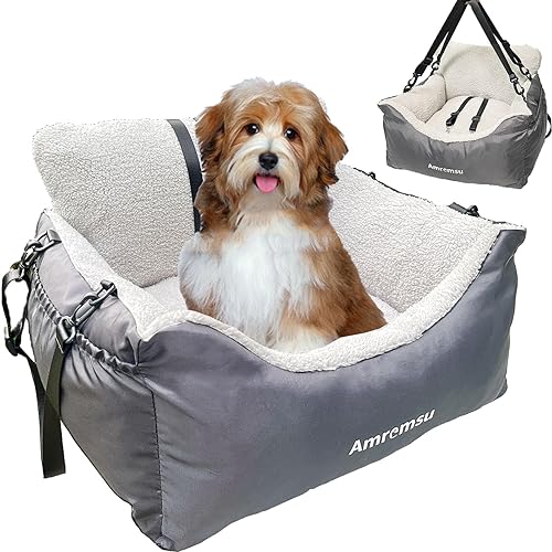 Asiento de automóvil para perros pequeños de menos de 25 años, totalmente desmontable y lavable, cama de viaje ultra suave, con clip, dos asas