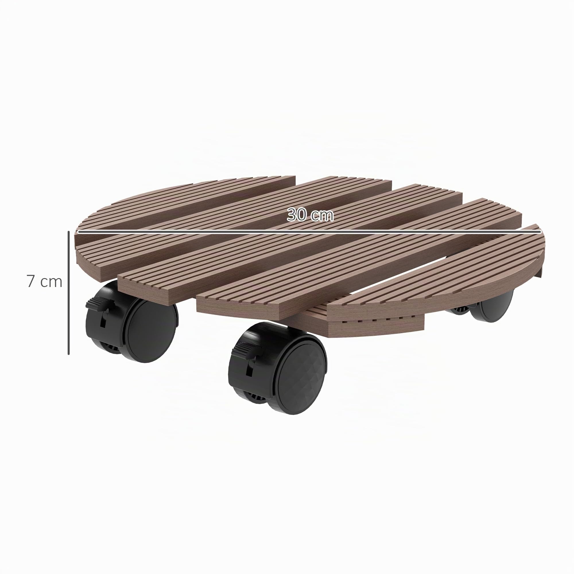 Outsunny Lot de 4 Supports Ronds pour Plantes, Porte Plante à roulettes | Support pour Pot de Fleurs, pour Intérieur et Extérieur
