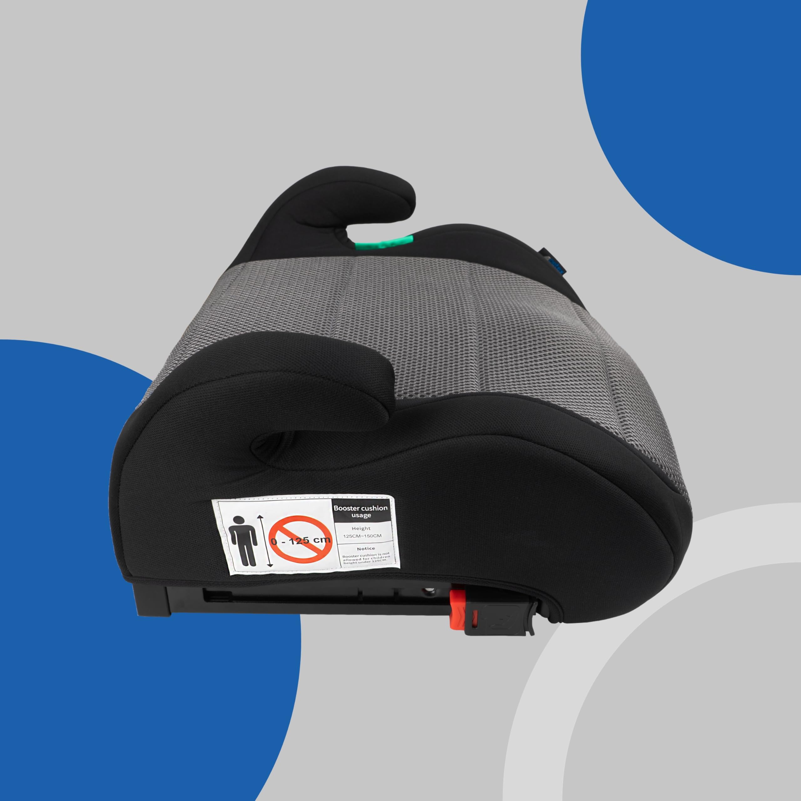 PETEX Podwyższenie fotelika samochodowego z Isofix – Max Plus, i-Size ECE R129, ok. 7 do 12 lat, dla wzrostu od 125 do 150 cm, podwyższenie siedzenia, kolor szary