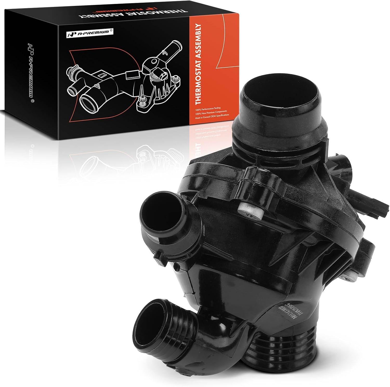 A-Premium Engine Coolant Thermostat Housing Assembly Compatible with BMW X5 135i 335i 2011-2013, X1 2012-2015, X6 2011-2014, 335i xDrive 2009-2013, 135is 2013, 3.0L, Replaces # 11537601158